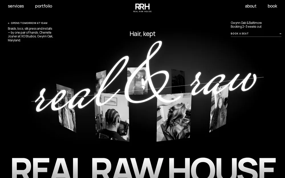 Real Raw House hair studio website